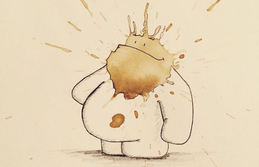 Funny Monster Drawings Made From Coffee Stains