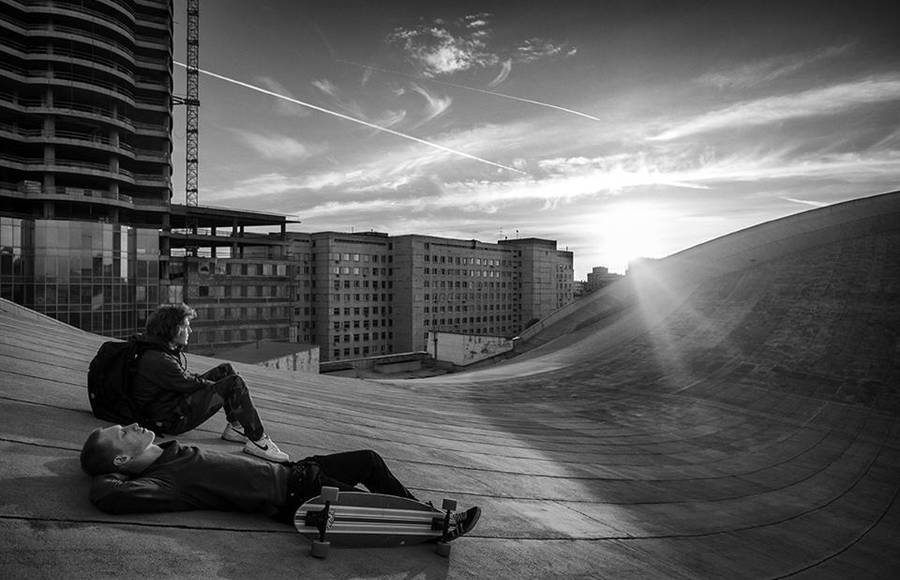 Skateboard Session on The Roof of Moscow Olympic Stadium