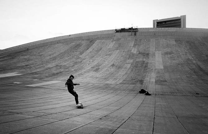 Skateboard Session on The Roof of Moscow Olympic Stadium