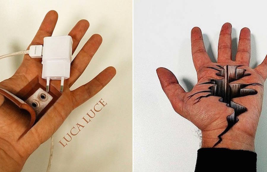 Brilliant Optical Illusions Painted on Palm