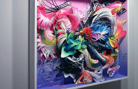 Colorful 3D Paper Sculptures