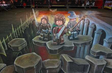 Playful 3D Chalk Street Art