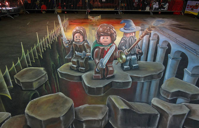 Playful 3D Chalk Street Art