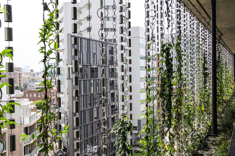 Vegetal Rain-Chains Facade Building in Japan5