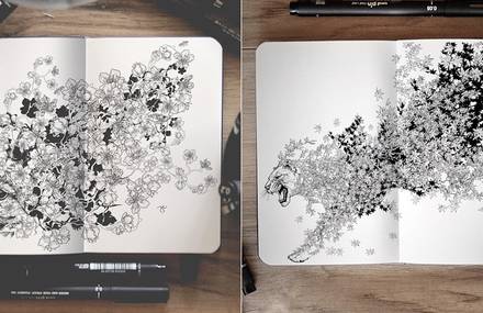 Surreal Hybrid Drawings on Sketchbook Pages