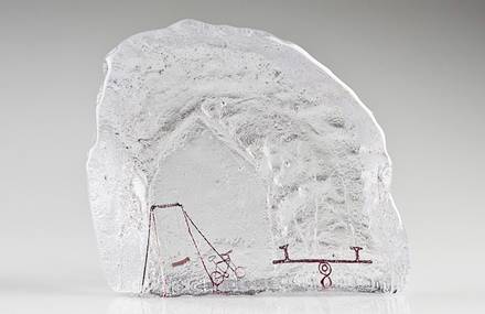 Miniature Wonderlands Frozen in Molten Glass