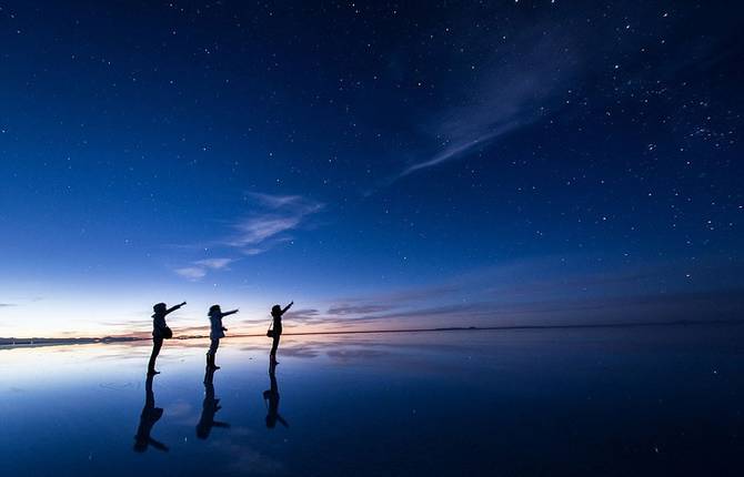 Reflecting Salt Flat In Bolivia