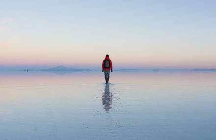 Reflecting Salt Flat In Bolivia
