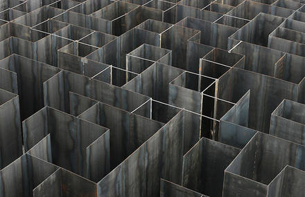 Sculptural Steel Labyrinth at a Former Coal Mine