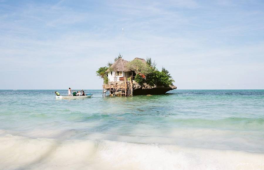 A Restaurant Sitting on a Rock in Zanzibar