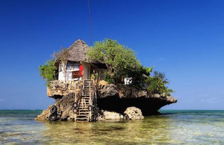 A Restaurant Sitting on a Rock in Zanzibar