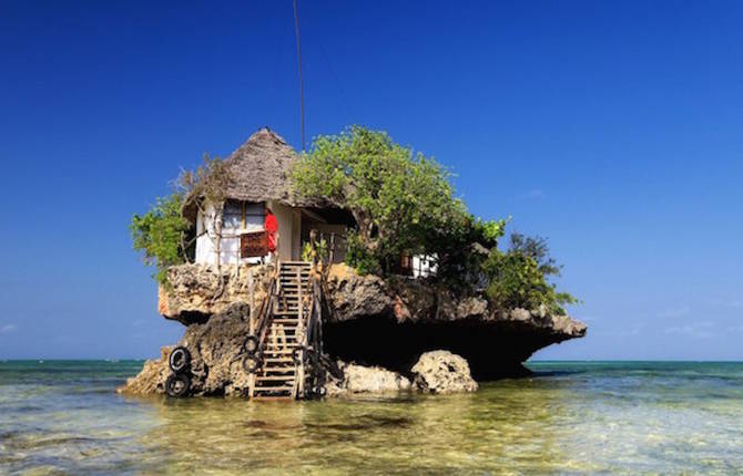 A Restaurant Sitting on a Rock in Zanzibar