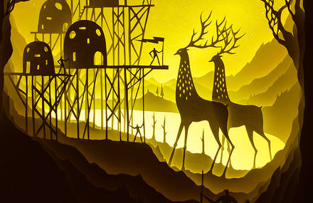 Elegant Light Box Paper Cut Dioramas