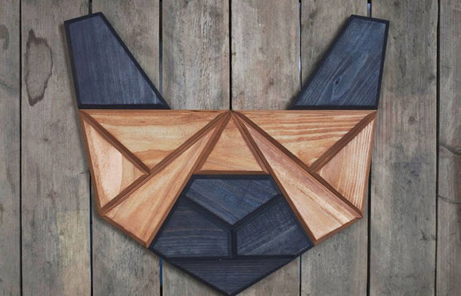 Geometric Wooden Animal Heads