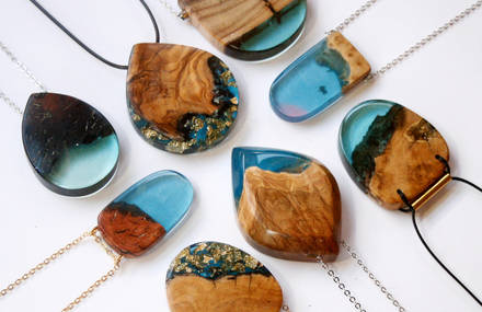 Wood Jewels Fused with Resin