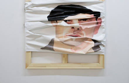 Crumpled Portraits Paintings on Canvas