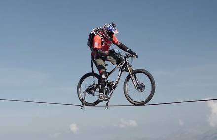 Ride on a Slackline in The French Alps