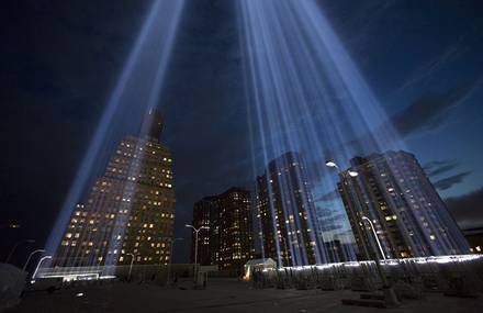 Tribute in Light over Manhattan
