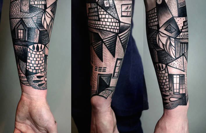 Artist Mike Boyd Creates Colorful Tattoos Inspired By The Cubist Movement
