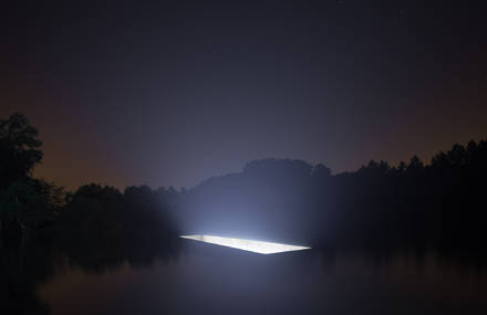 Rectangular Light Installation on Water