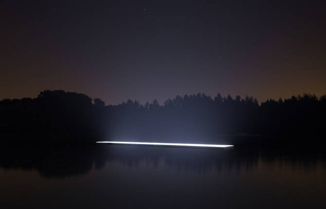 Rectangular Light Installation on Water