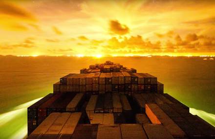 4K Timelapse of A Container Ship