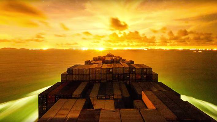 4K Timelapse of A Container Ship