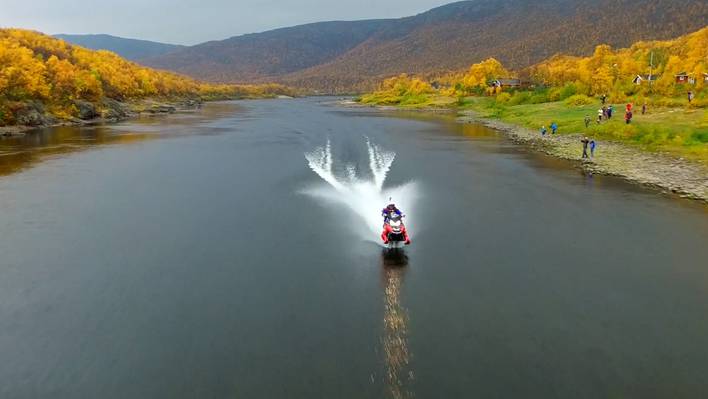 Snowmobile on Water World Record