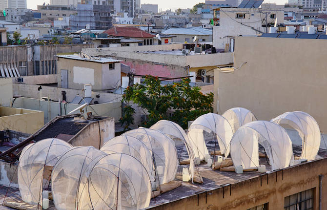 Rooftop Installation Filled by Bedouin Tents