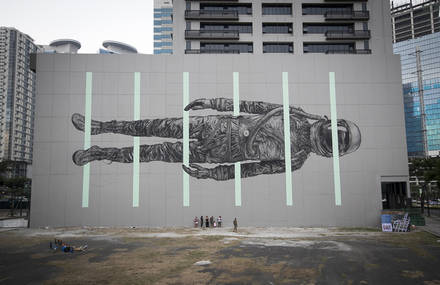 Between the Lines Mural Art by Cyrcle
