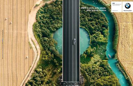 Aerial View of Roads looking like Musical Instruments for BMW