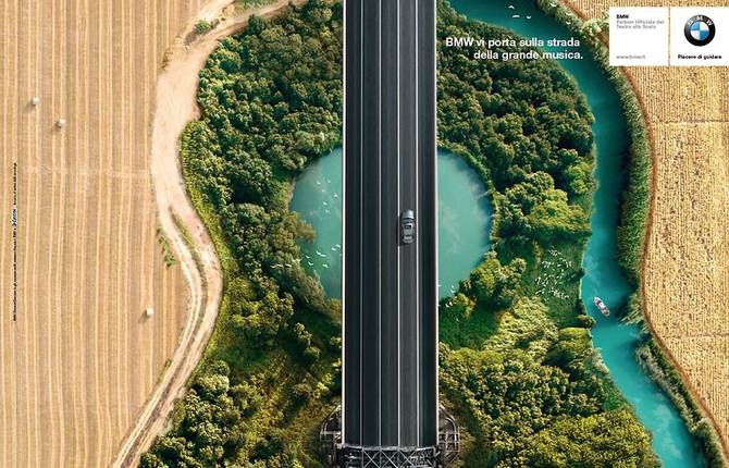 Aerial View of Roads looking like Musical Instruments for BMW