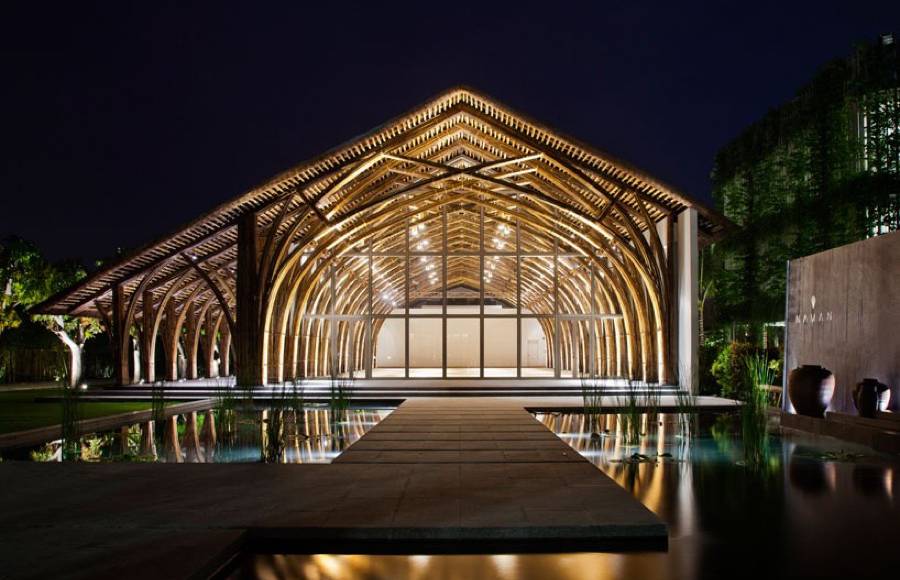 Conference Hall Made From Two Types of Bamboo in Vietnam