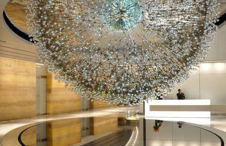 Giant Dandelion Made of Hand-Blown Glass Orbs