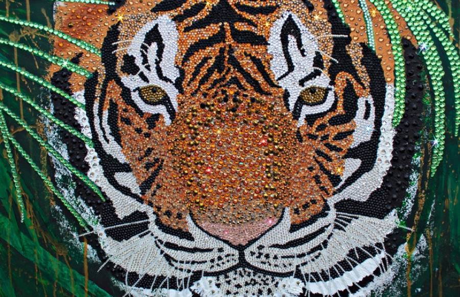 Glittering Crystal Mosaic Oil Painting of Animals