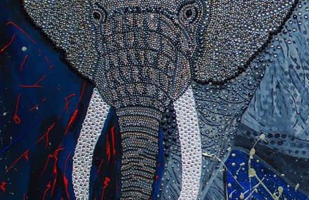 Glittering Crystal Mosaic Oil Painting of Animals