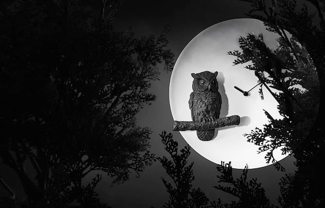 Phosphorescent Moon Clock with Nocturnal Animals
