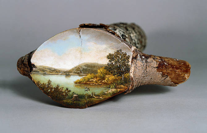 Oil Paintings on Fallen Tree Logs