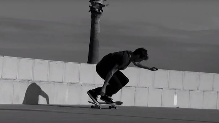 Skateboarding in Black and White