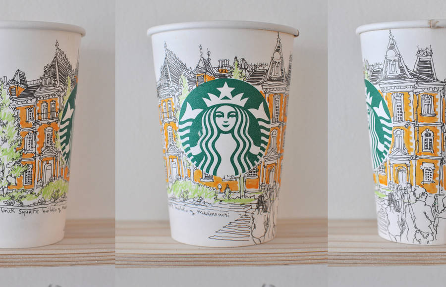 Drawing Streets on Paper Coffee Cups
