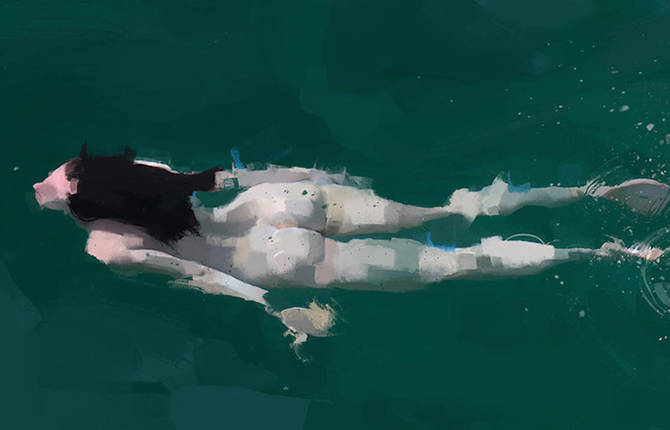 Swimmer Paintings Series