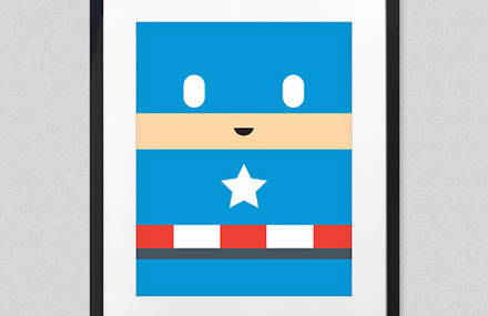 Cute and Minimalist Posters of Superheroes and Princesses