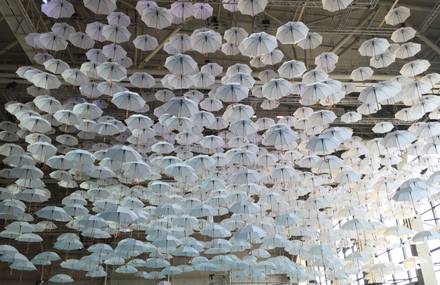 White Umbrellas Installation in Finland