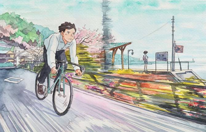 Bicycle Boy Watercolour Illustrations Inspired by Studio Ghibli