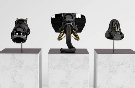 Animal Head Sculptures with Stormtrooper Helmet