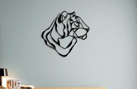 Mural Animal Trophies Made of Black Lines