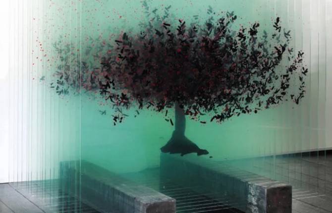 Three Dimensional Glass Sculpture of a Tree