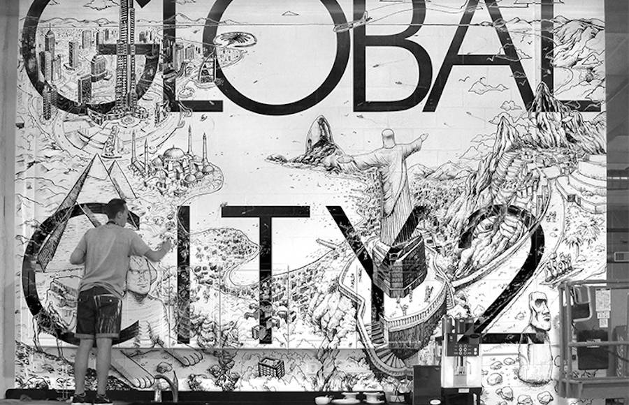 Global City Wall Illustration