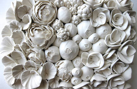 Ceramic Flowers Sculptures by Angela Schwer
