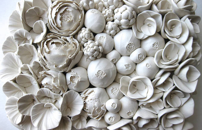 Ceramic Flowers Sculptures by Angela Schwer